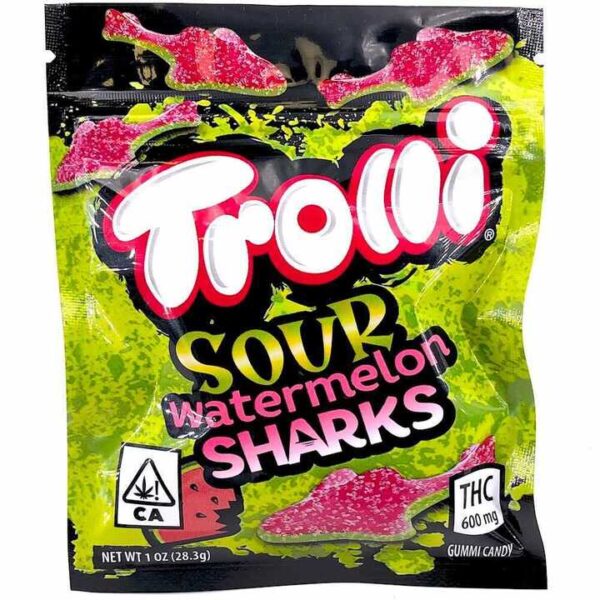 THC cannabis infused trolli sour watermelon shark gummies delta 8 candy edibles