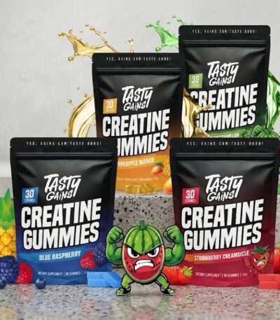 Tasty Gains Creatine Gummies 90 Count available at Scarlet Reserve