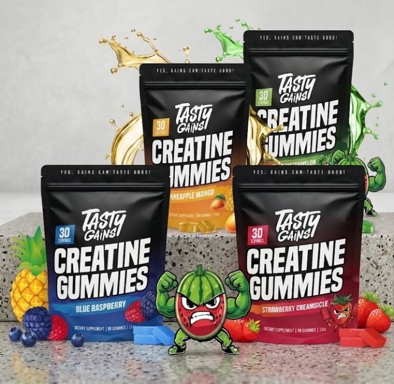 Tasty Gains Creatine Gummies 90 Count available at Scarlet Reserve